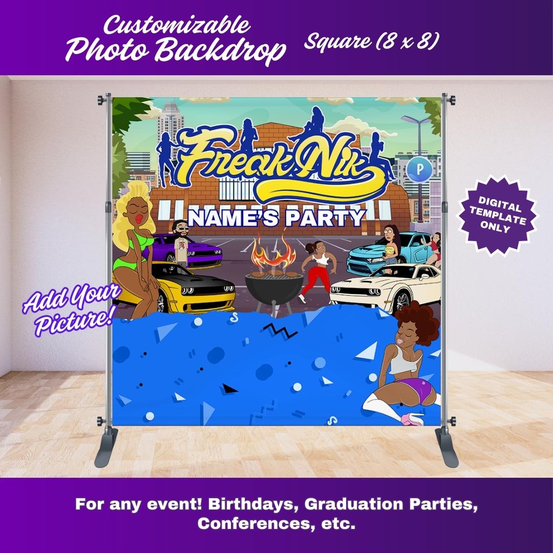 Freaknik Party Backdrop Editable Canva Template (8x8 ft)