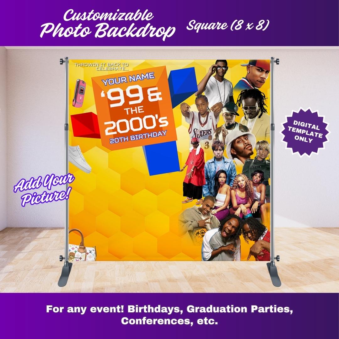 Honeycomb 106 and Park Party Photo Backdrop – Editable Canva Template