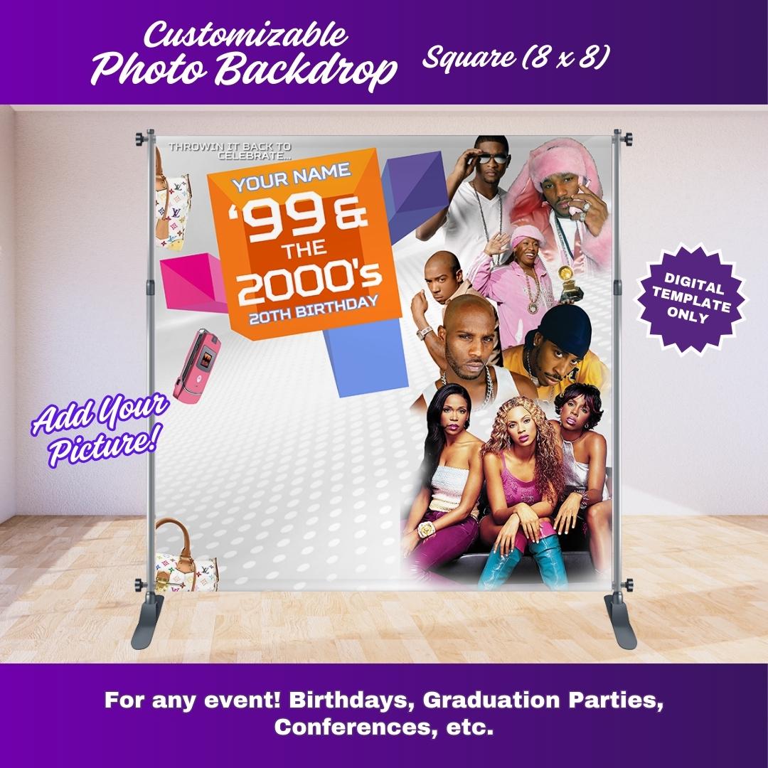 White Dotted 106 and Park Party 8 x 8 ft Backdrop Editable Template