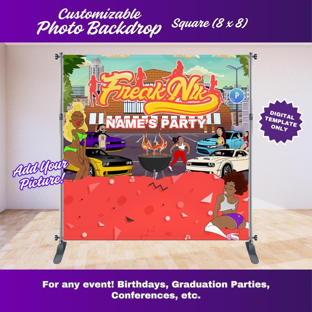 Freaknik Party Photo Backdrop – Editable Canva Template