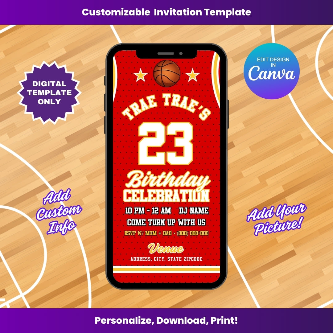 Hawks Birthday Flyer Editable Canva Template (Vertical)