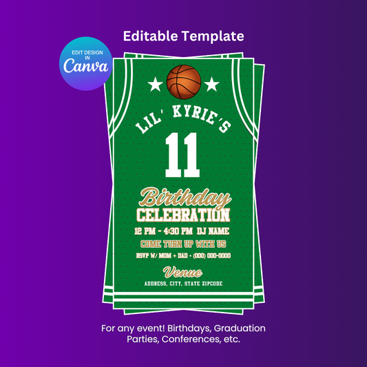 Celtics Birthday Flyer Editable Canva Template (Vertical)