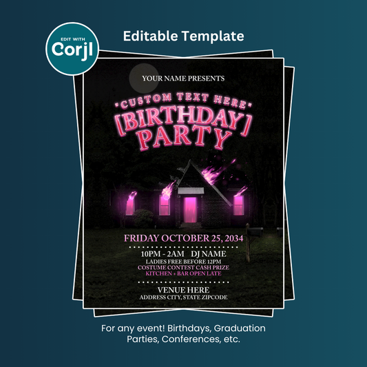 Mixtape Pluto Halloween Birthday Party Flyer Editable Template (Instagram)