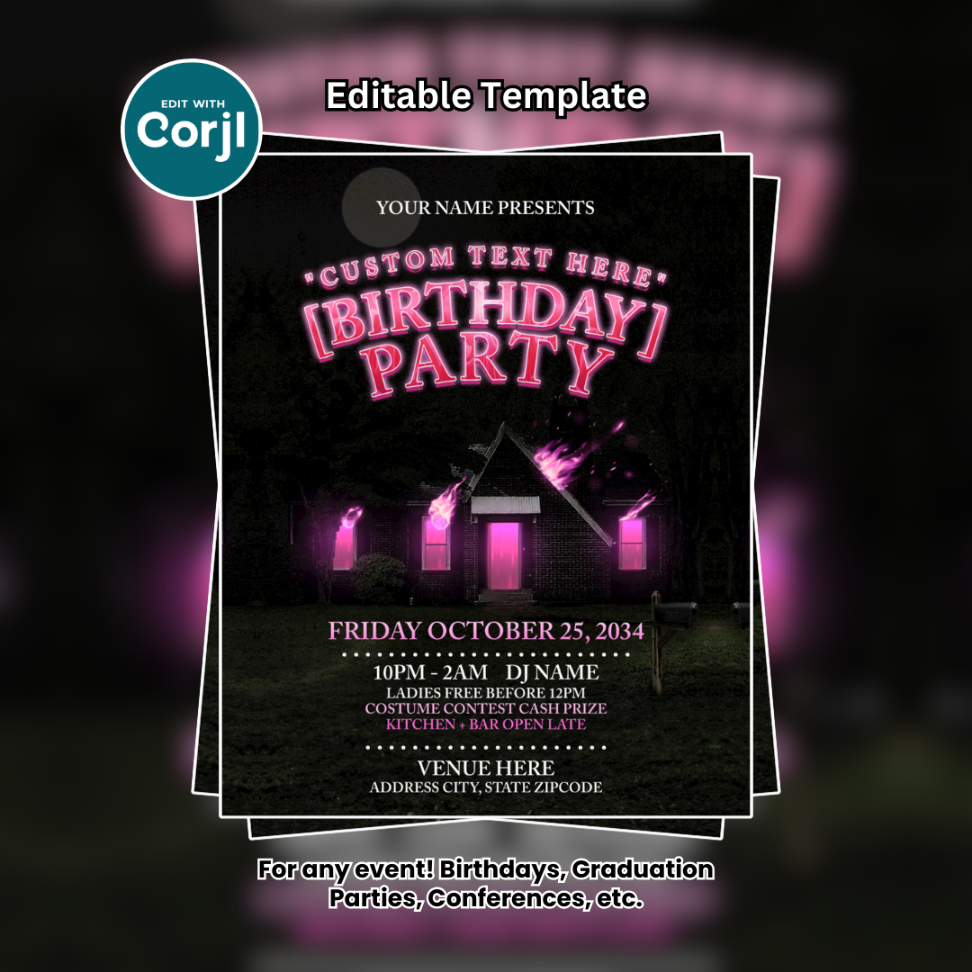 Mixtape Pluto Halloween Birthday Party Flyer Editable Template (Instagram)