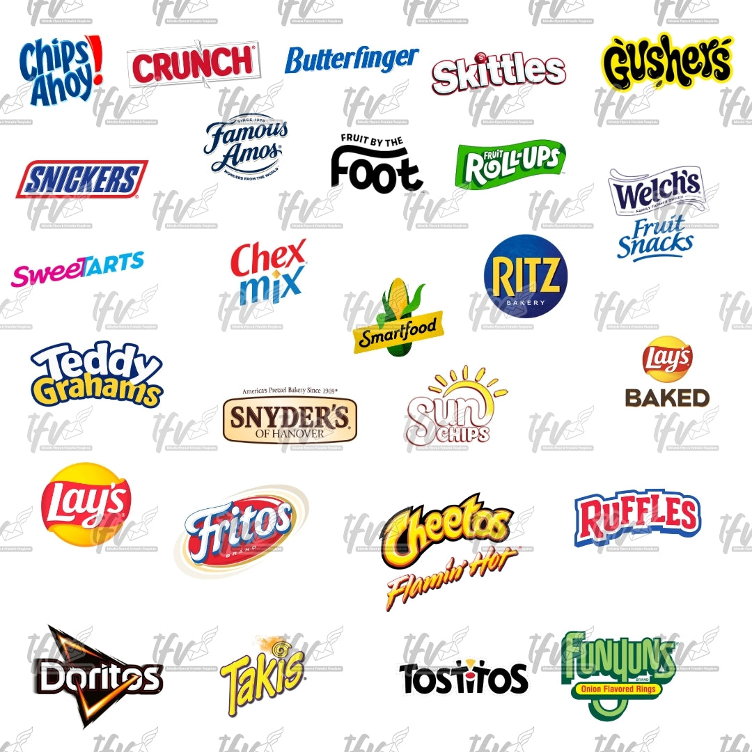 Snack Brand Labels Clip Art (Transparent Background)