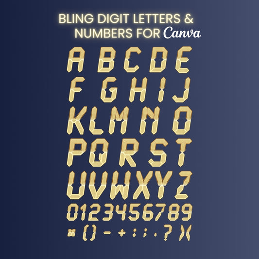 Bling Digits: Gold Letter and Number Clipart Set