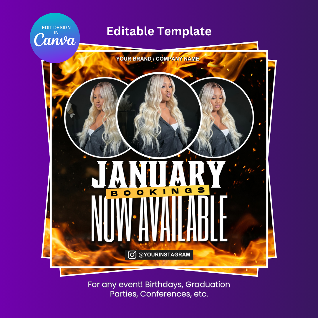Fire Now Available Booking Flyer Editable Canva Template