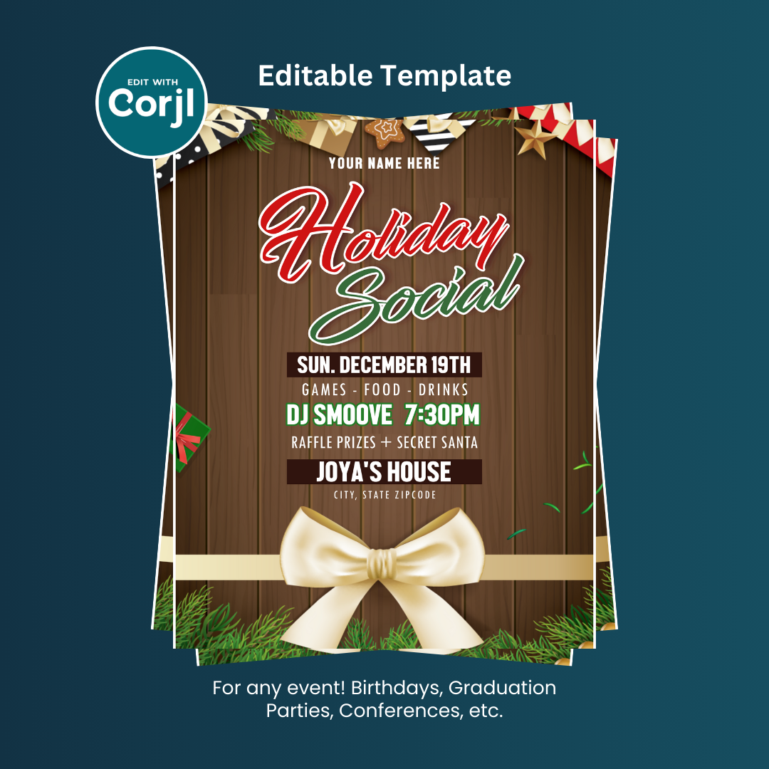 Holiday Social / Company Party Flyer Editable Template