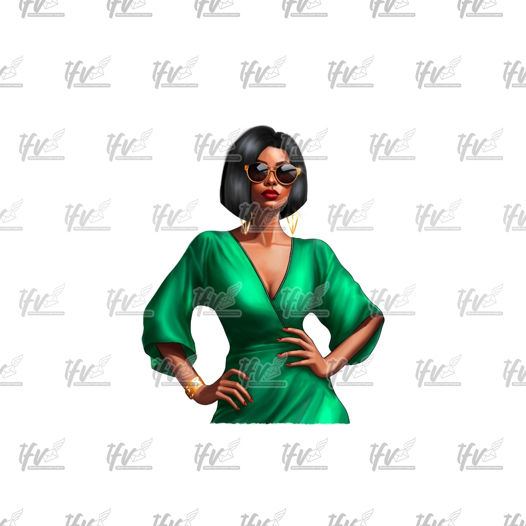 Fashion Queen Wearing Sunglasses Clip Art Set