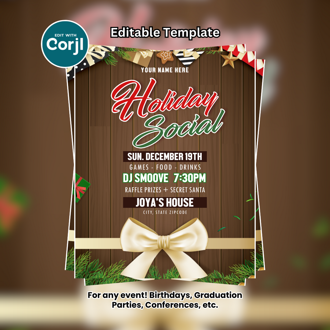 Holiday Social / Company Party Flyer Editable Template