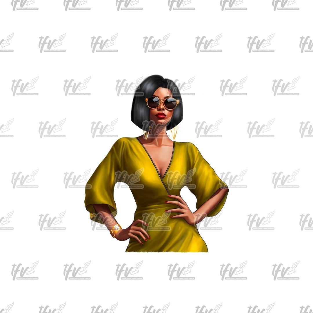 Fashion Queen Wearing Sunglasses Clip Art Set