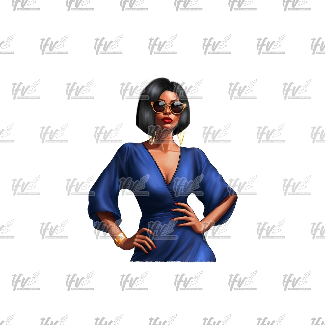 Fashion Queen Wearing Sunglasses Clip Art Set
