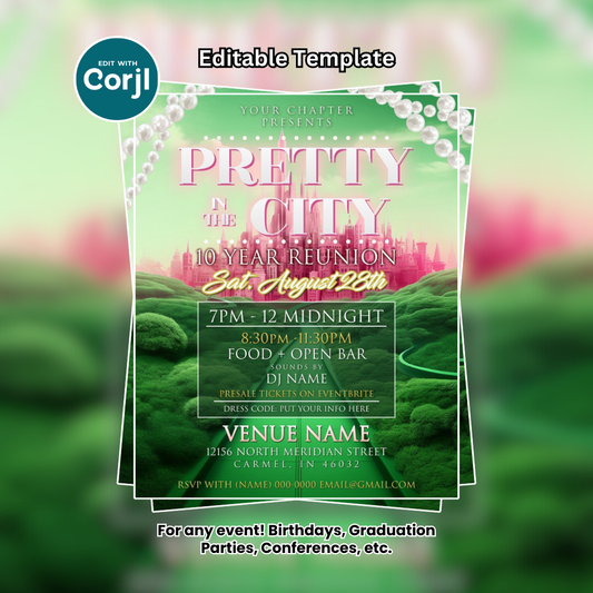 Pretty in the City Social Invitation Editable Template