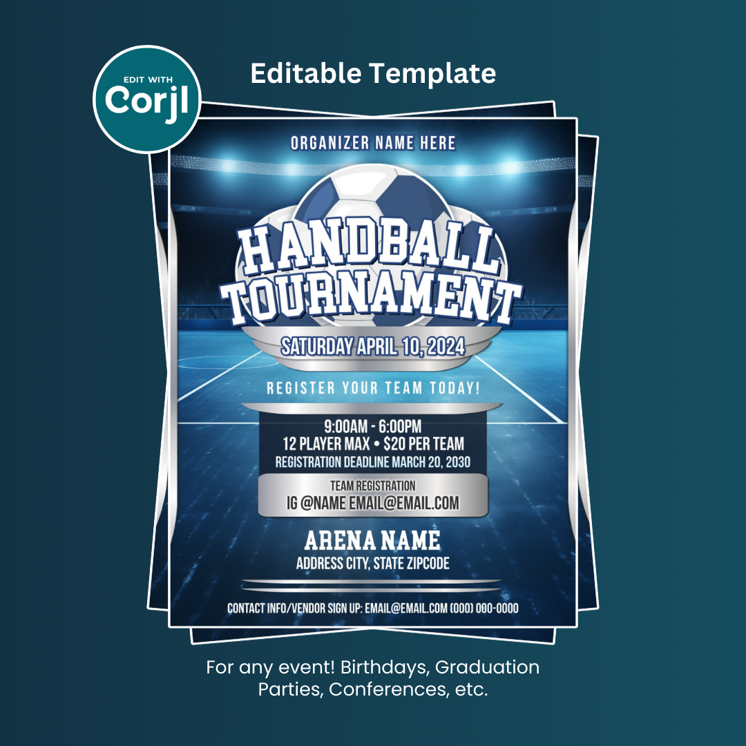Handball Tournament Flyer Editable Template