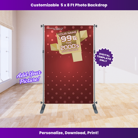 Gold and Maroon 106 and Park 5 x 8 ft Backdrop Editable Template