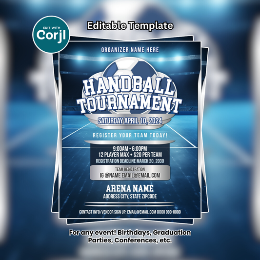 Handball Tournament Flyer Editable Template