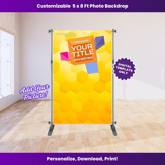 Honeycomb Purple 106 and Park 5 x 8 ft Backdrop Editable Template
