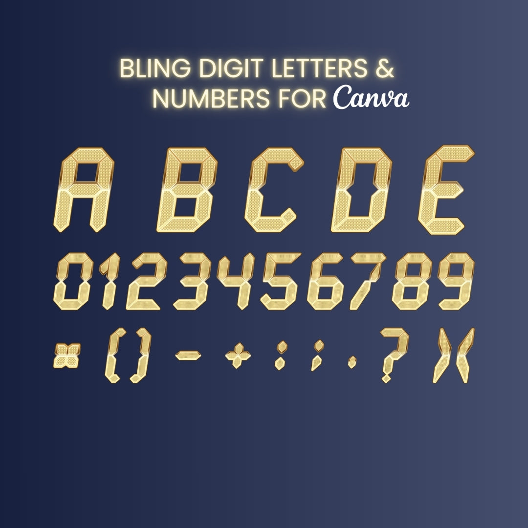 Bling Digits: Gold Letter and Number Clipart Set