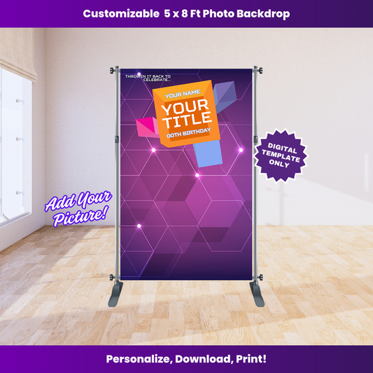 Neon Purple 106 and Park 5 x 8 ft Backdrop Editable Template