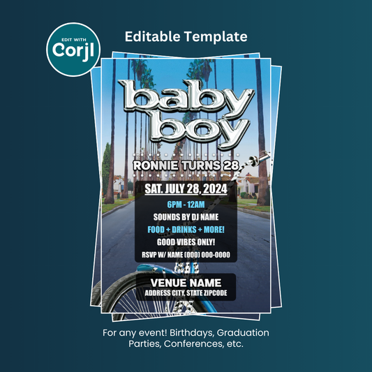 Baby Boy Movie Birthday Flyer Editable Template