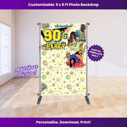 Fresh Prince 90's 5 x 8 ft Backdrop Editable Template