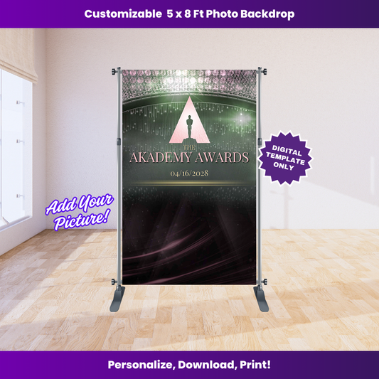 Akademy Awards 5 x 8 ft Backdrop Editable Template