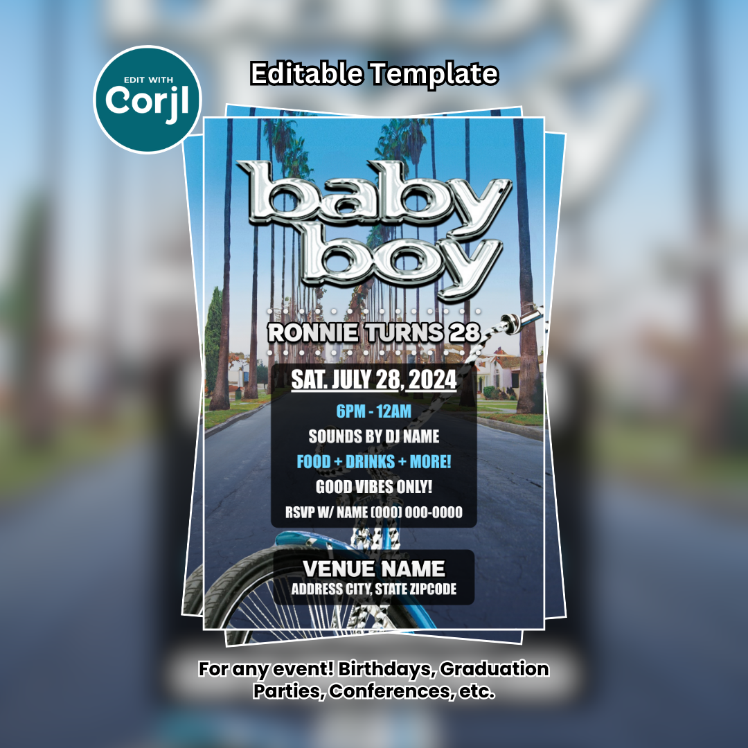 Baby Boy Movie Birthday Flyer Editable Template