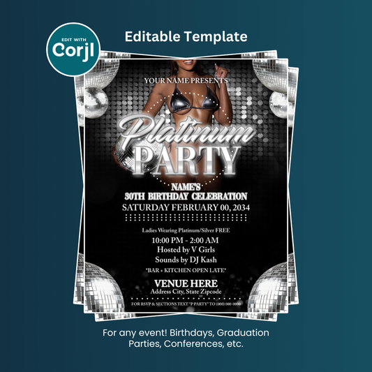 Platinum Party Flyer Editable Template (Instagram)
