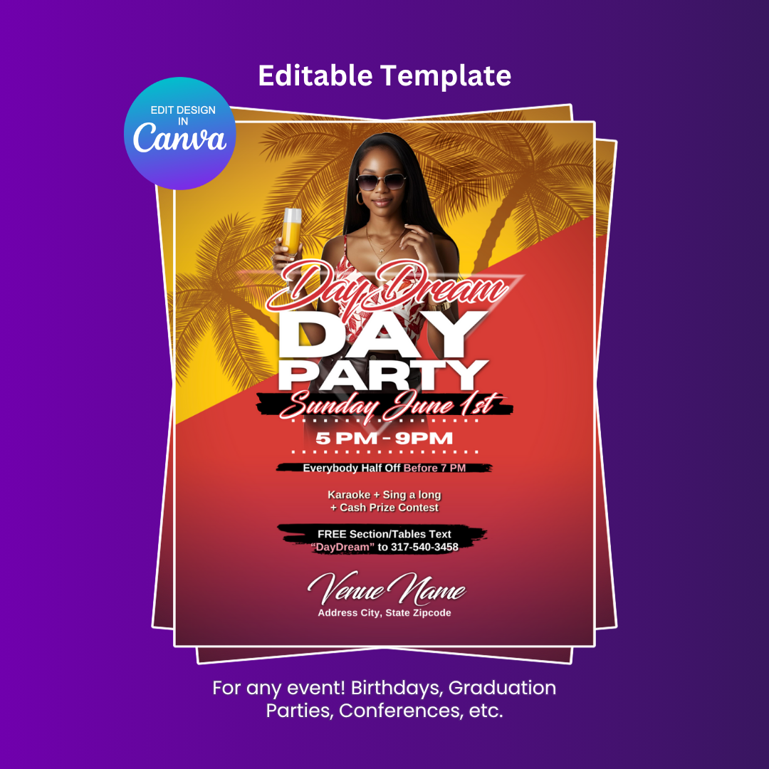 Day Dream Day Party Instagram Invitation Editable Canva Template