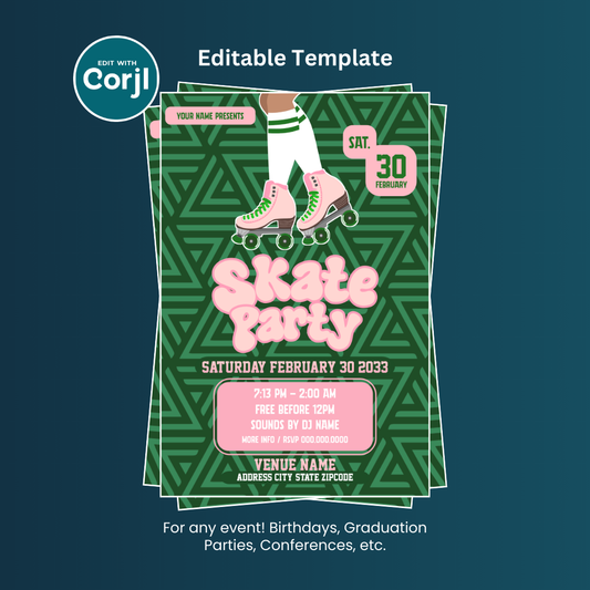 Skate Party Flyer Editable Template