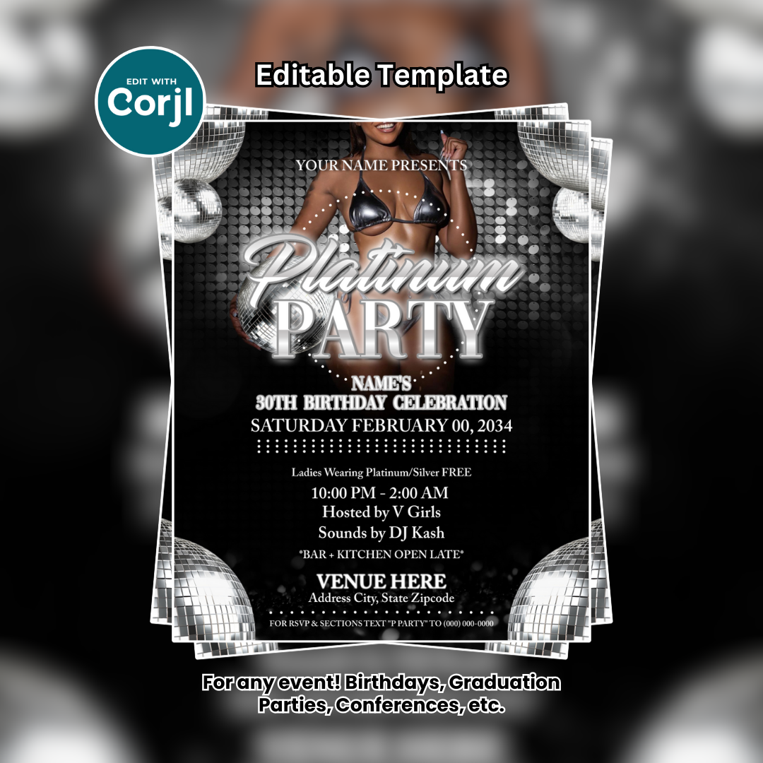 Platinum Party Flyer Editable Template (Instagram)