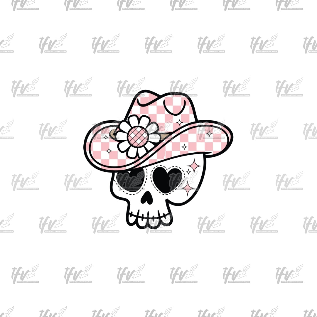 Pink Cowboy Skull Clip Art