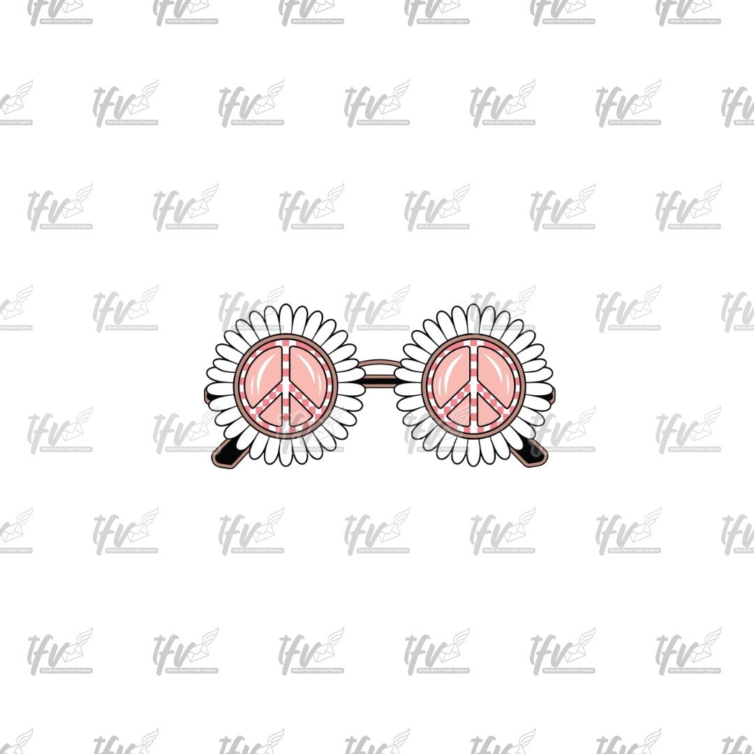 Pink Peace Glasses Clip Art