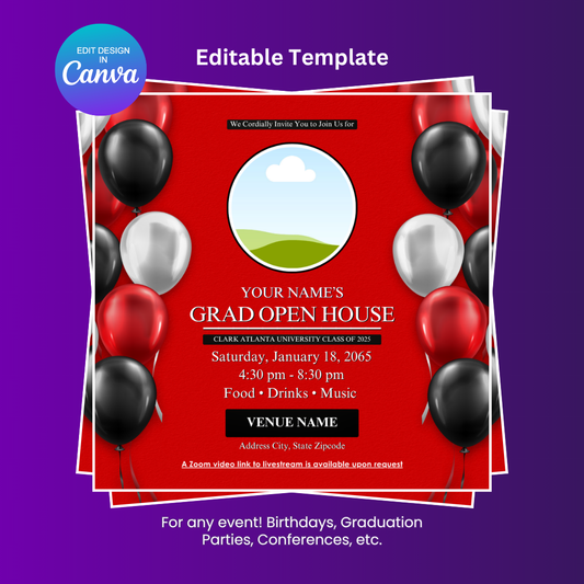 Graduation Open House Flyer Editable Canva Template