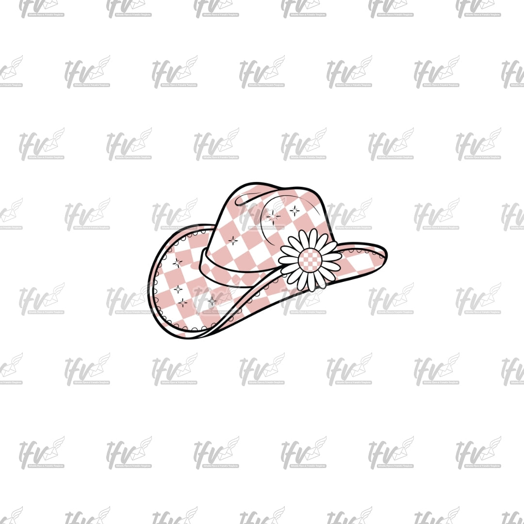 Pink Cowboy Flower Hat Clip Art