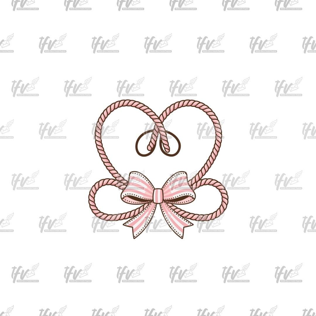 Western Lasso Heart and Bow Clip Art