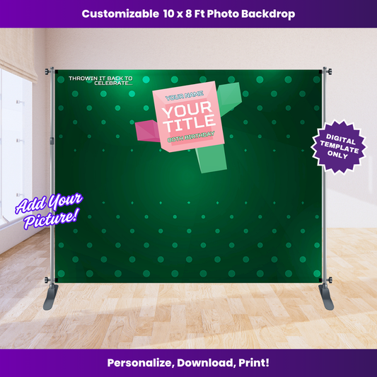 106 and Park 10 x 8 ft Backdrop Editable Template (Pink and Green)