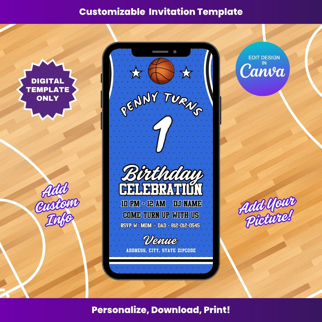 Magic Birthday Invitation Editable Canva Template (Vertical)