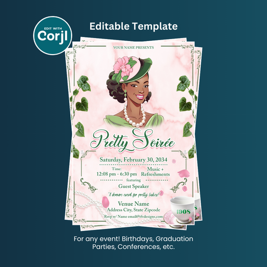 Pretty Soiree Party Flyer Editable Template