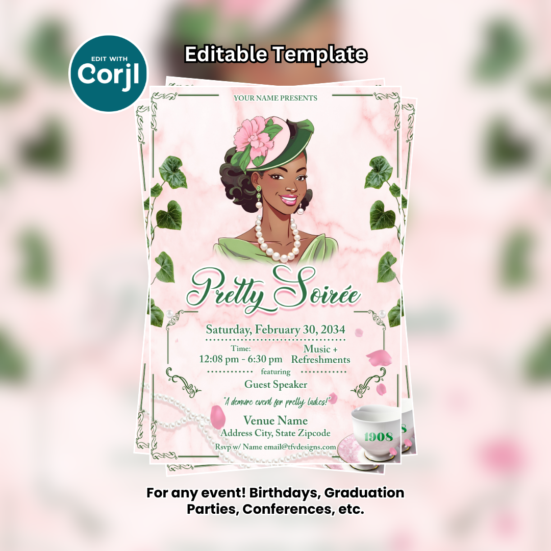 Pretty Soiree Party Flyer Editable Template