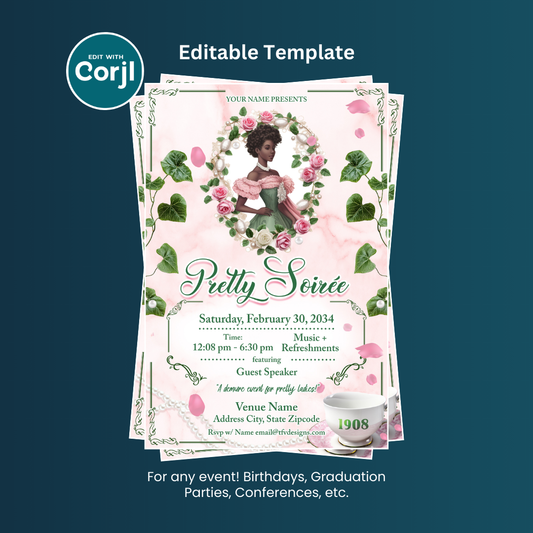 Pretty Soiree Social Event Flyer Editable Template