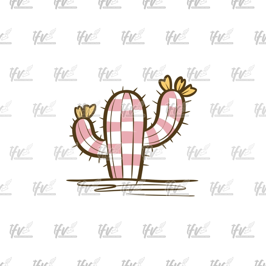 Pink and White Cactus Clip Art