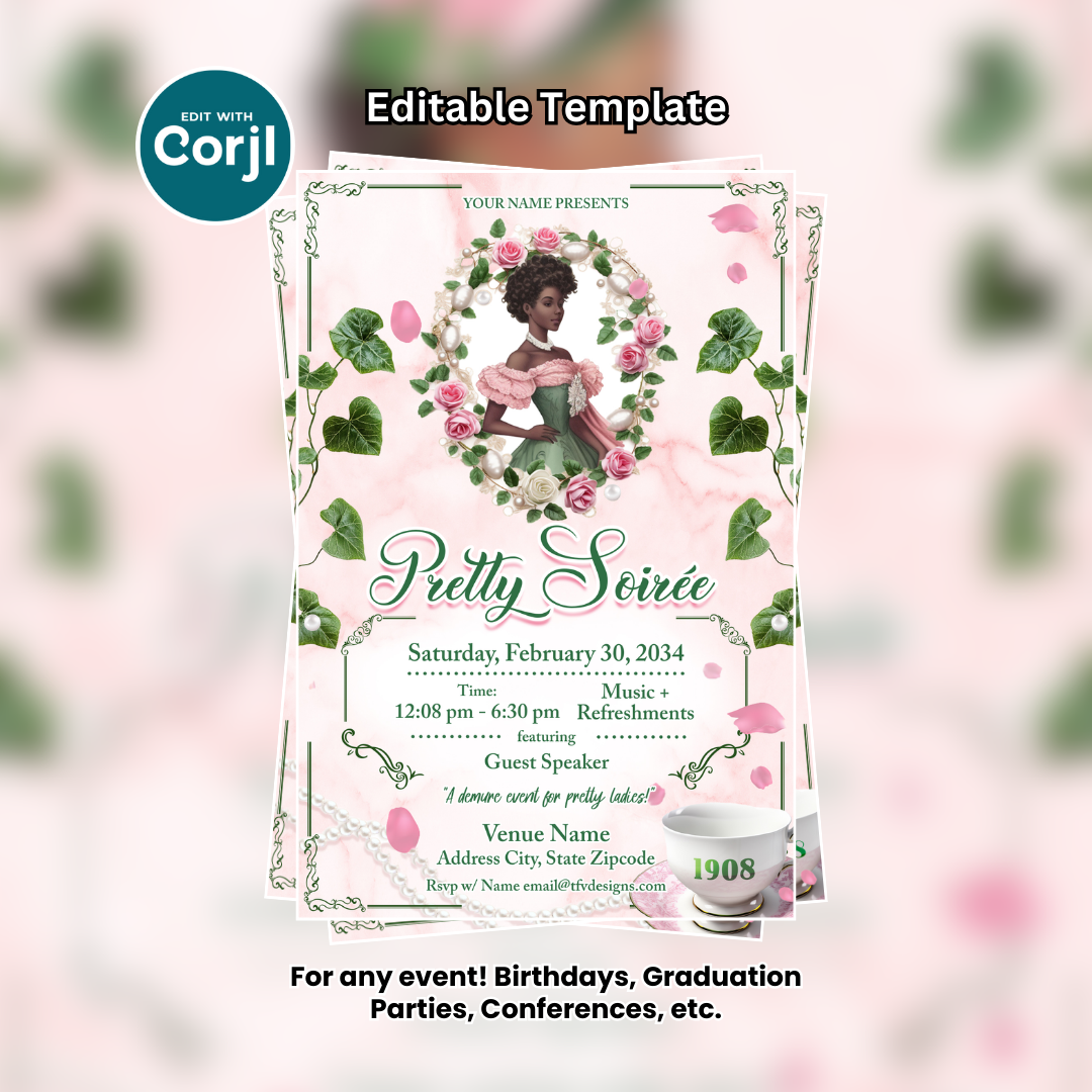 Pretty Soiree Social Event Flyer Editable Template