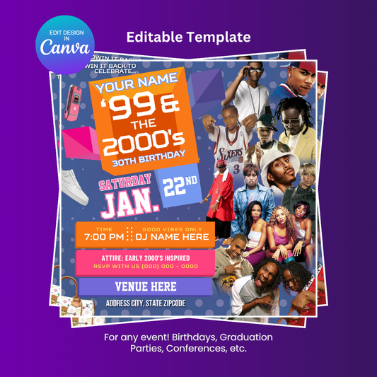 Light Purple 106 and Park Birthday Party Flyer (Swag Edition) - Editable Canva Template