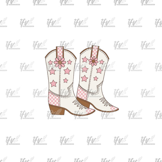 Pink and White Cowboy Boots Clip Art