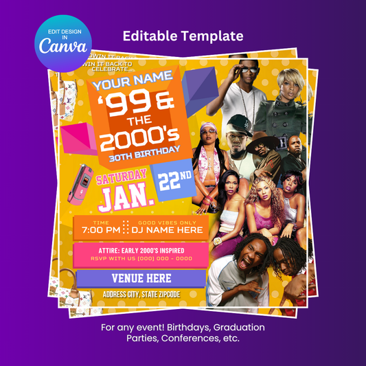 Yellow 106 and Park Birthday Party Flyer (Hype Edition) - Editable Canva Template