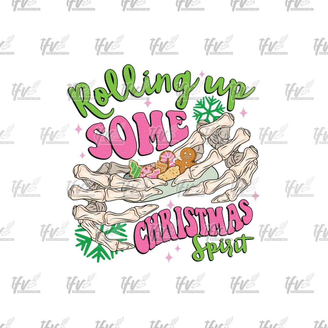 Rolling Up Some Christmas Spirit Clip Art, Illustration