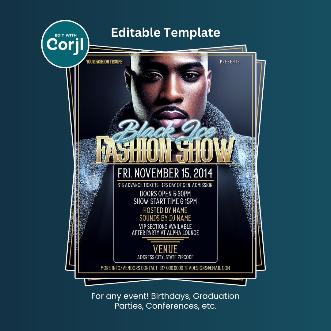 Black Ice Fashion Show Flyer Editable Template