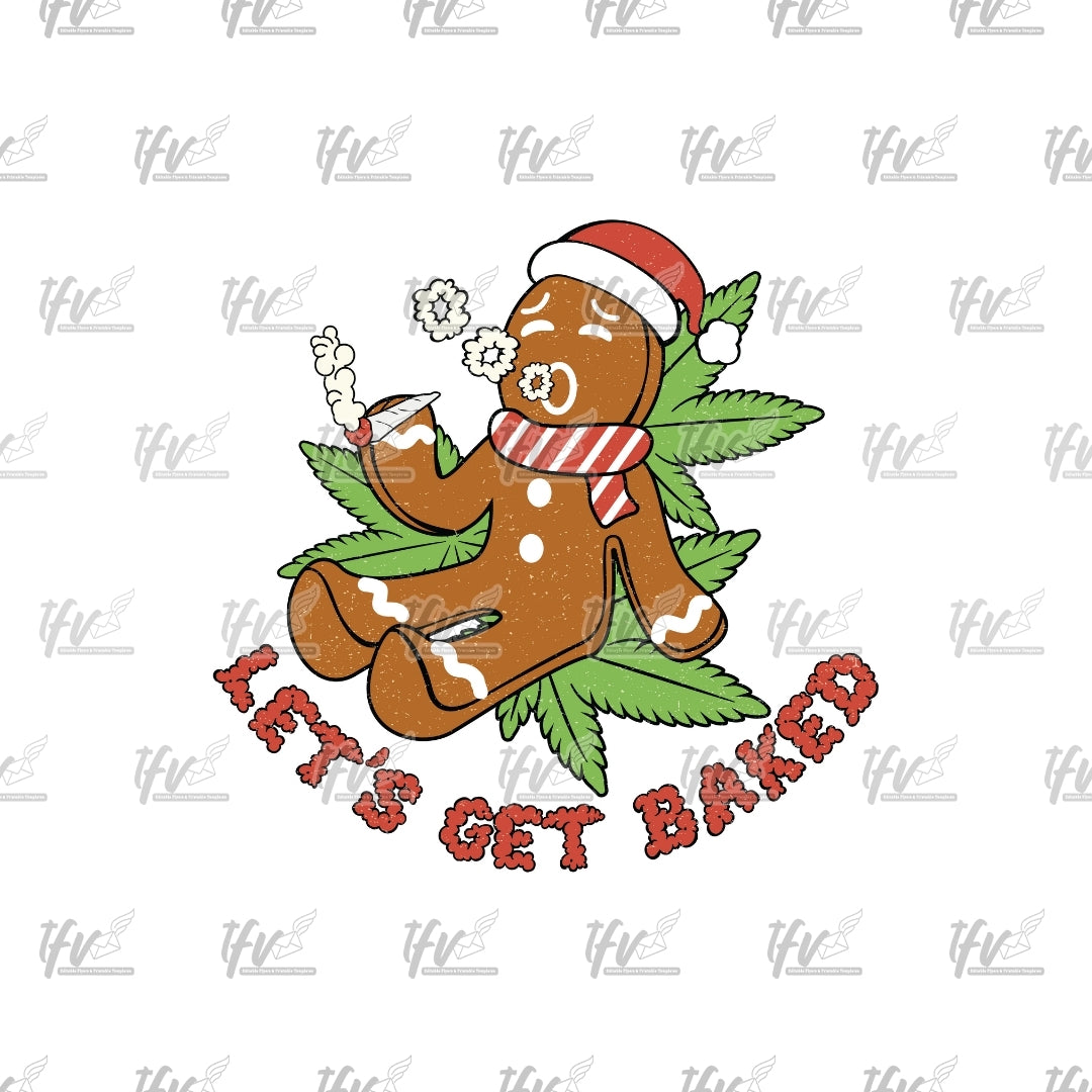 Let's Get Baked Clip Art, Christmas Illustration