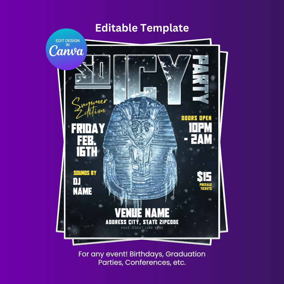 So Icy Party Flyer Editable Canva Template
